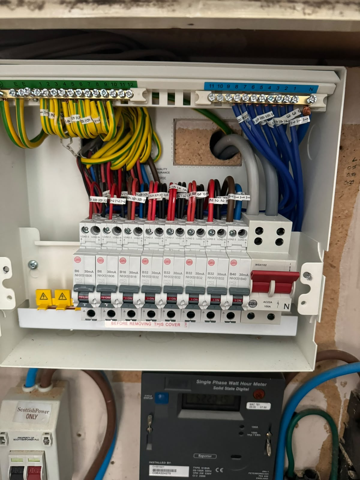 Consumer unit upgrade by Electrust — 18th Edition metal enclosure with RCBOs, Scotland