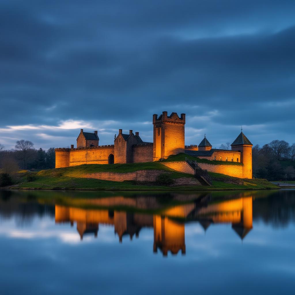 Linlithgow Palace reflected in the loch — Electrust service area