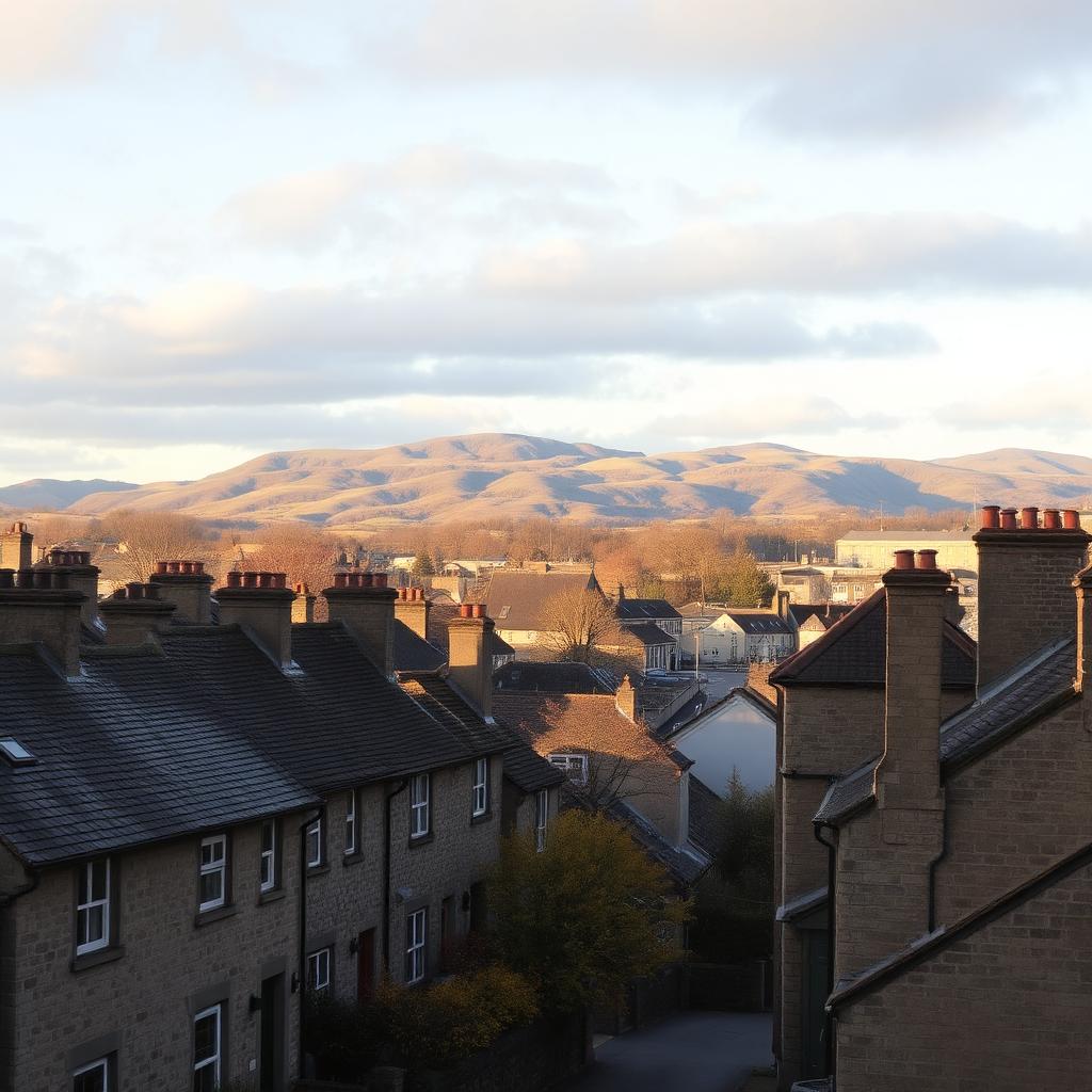 Penicuik rooftops with the Pentland Hills behind — Electrust service area